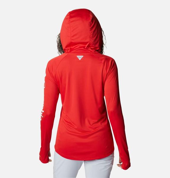 Columbia PFG Tidal Tee Hoodies Red White For Women's NZ9567 New Zealand